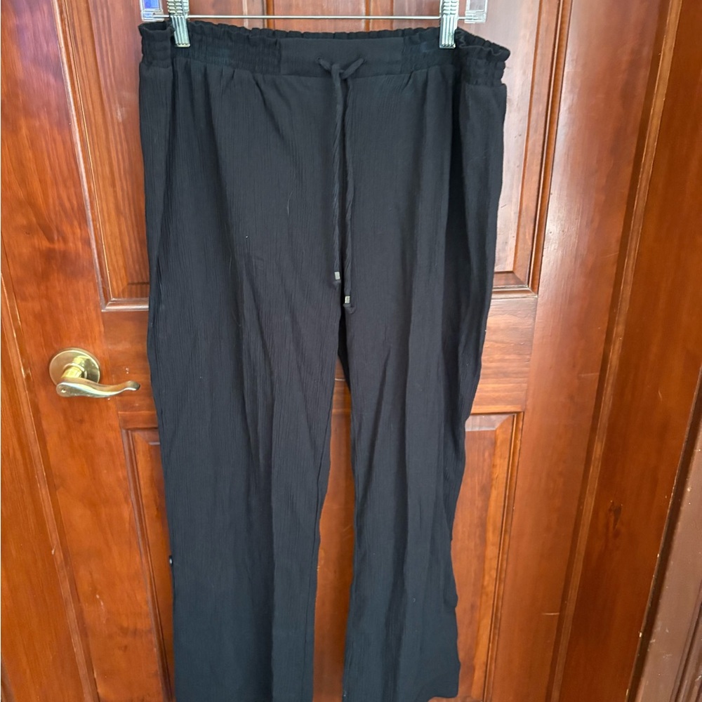 Elegant Black Drawstring Trousers